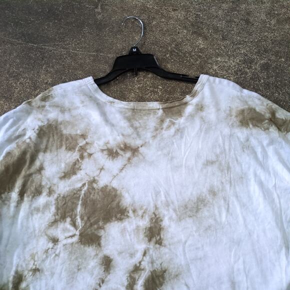 Vintage Gyft Oversized T Shirt Womens S White Olive Green Tie Dye Boho Retro Y2K - Picture 4 of 8